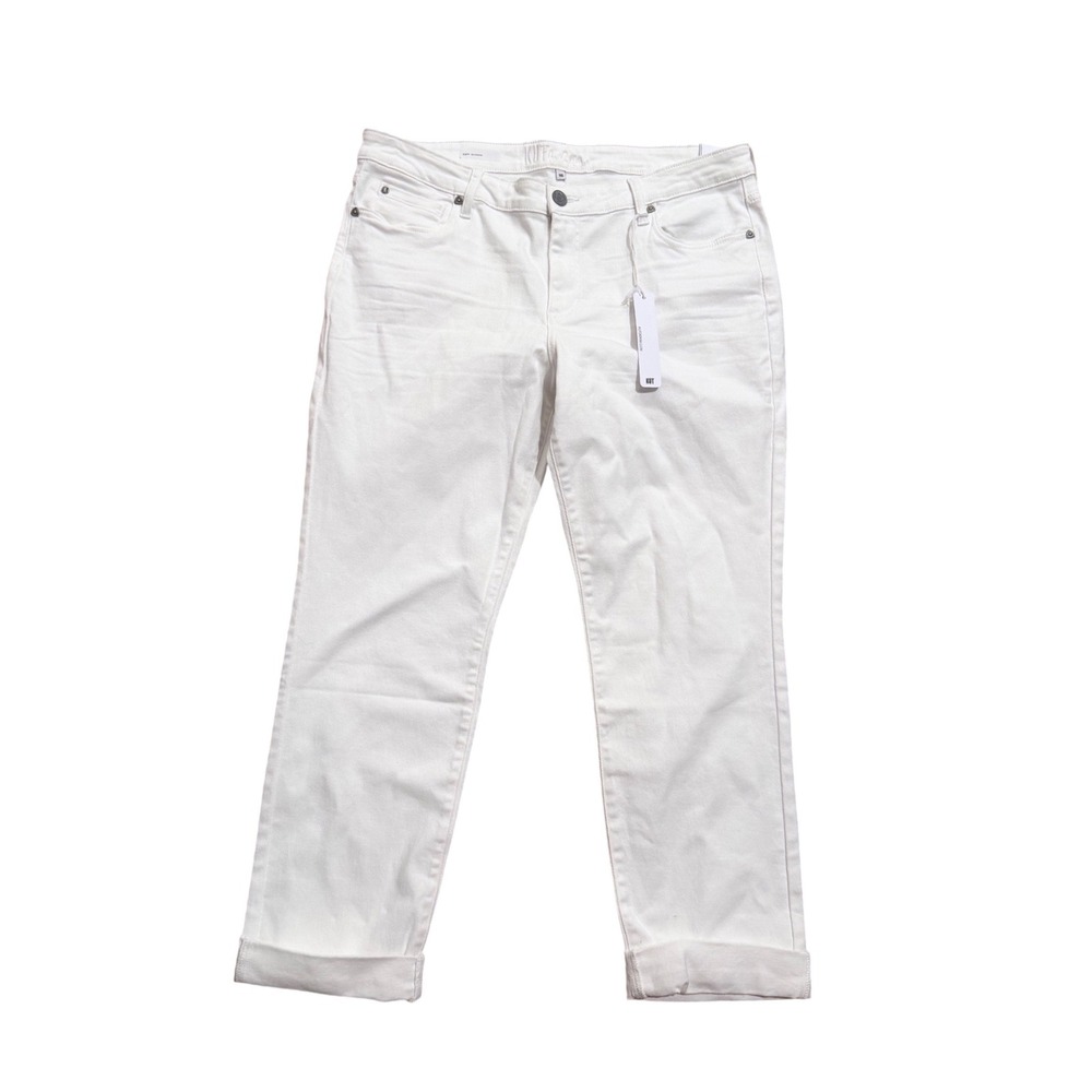 KUT from the Kloth Katy Boyfriend Jeans White Stretch Denim Size 16 NEW